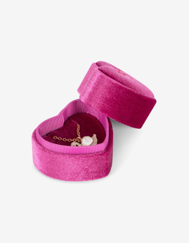 Girls Velvet Jewellery Box with Necklace in Pink (6cm)