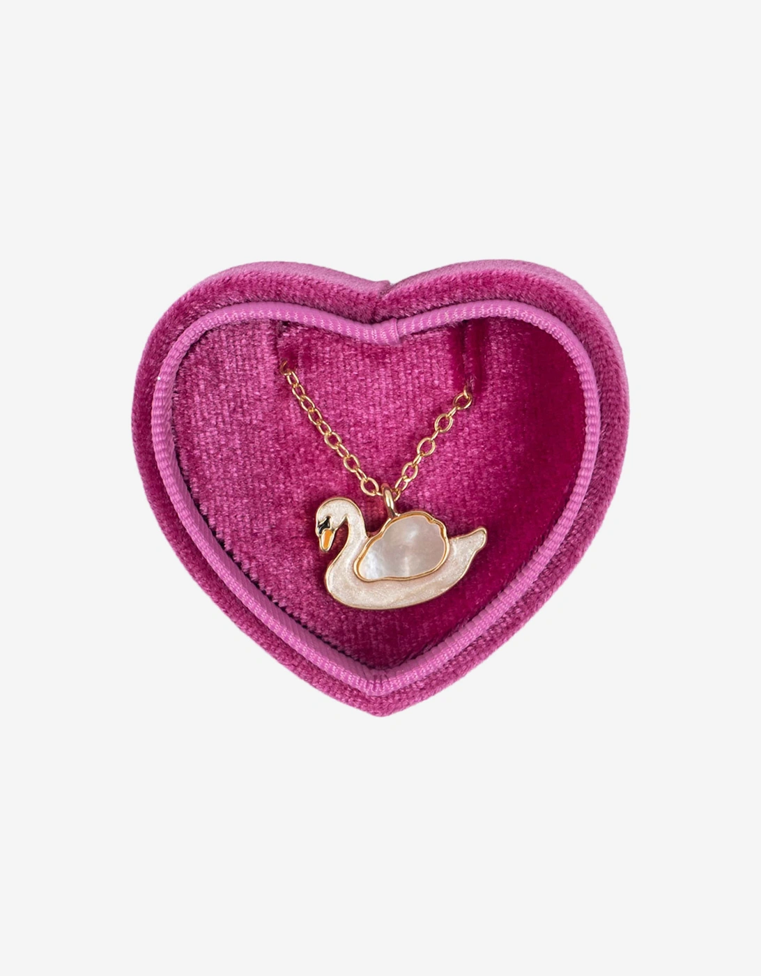 Girls Velvet Jewellery Box with Necklace in Pink (6cm)