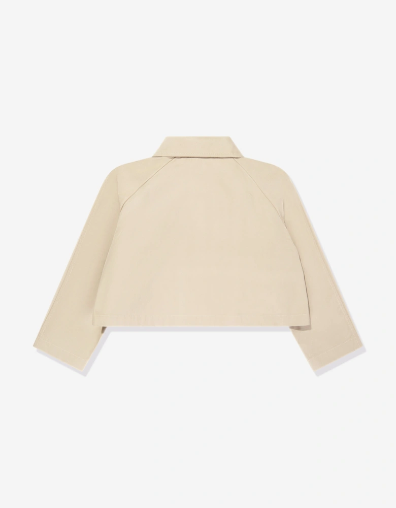 Girls Gabardine Logo Jacket in Beige