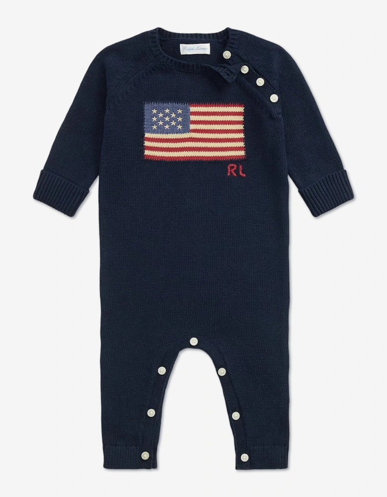 Baby Boys USA Flag Romper in Navy
