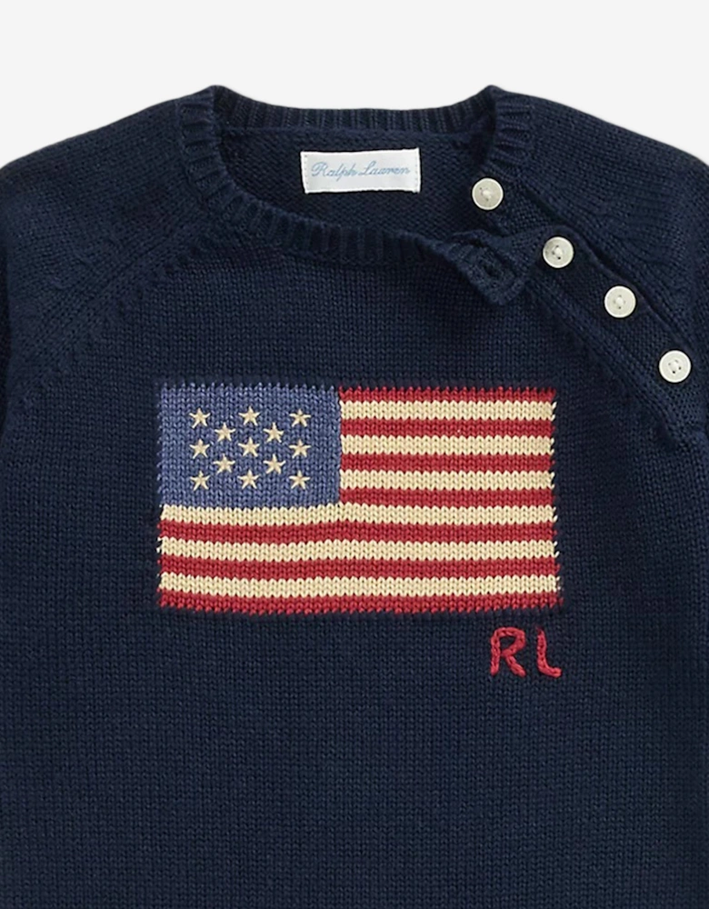 Baby Boys USA Flag Romper in Navy