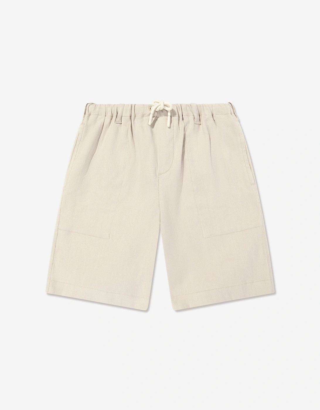 Boys Linen Shirt and Shorts Set in Beige