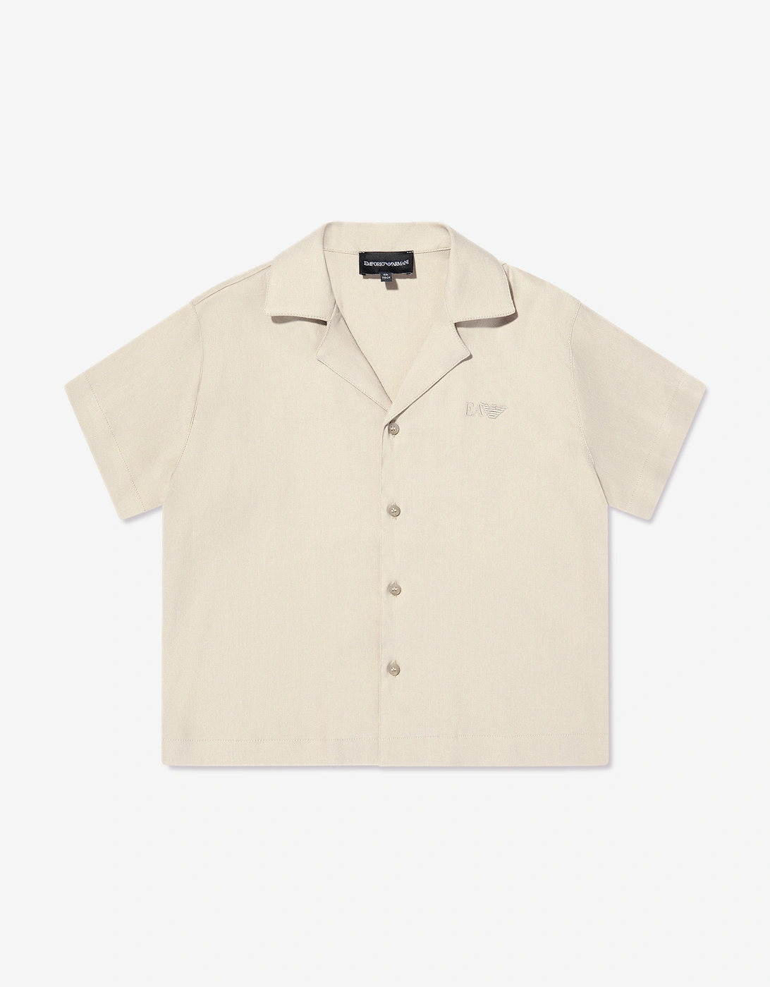 Boys Linen Shirt and Shorts Set in Beige