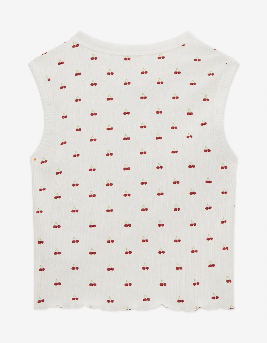 Girls Sleeveless Cherry Top in White