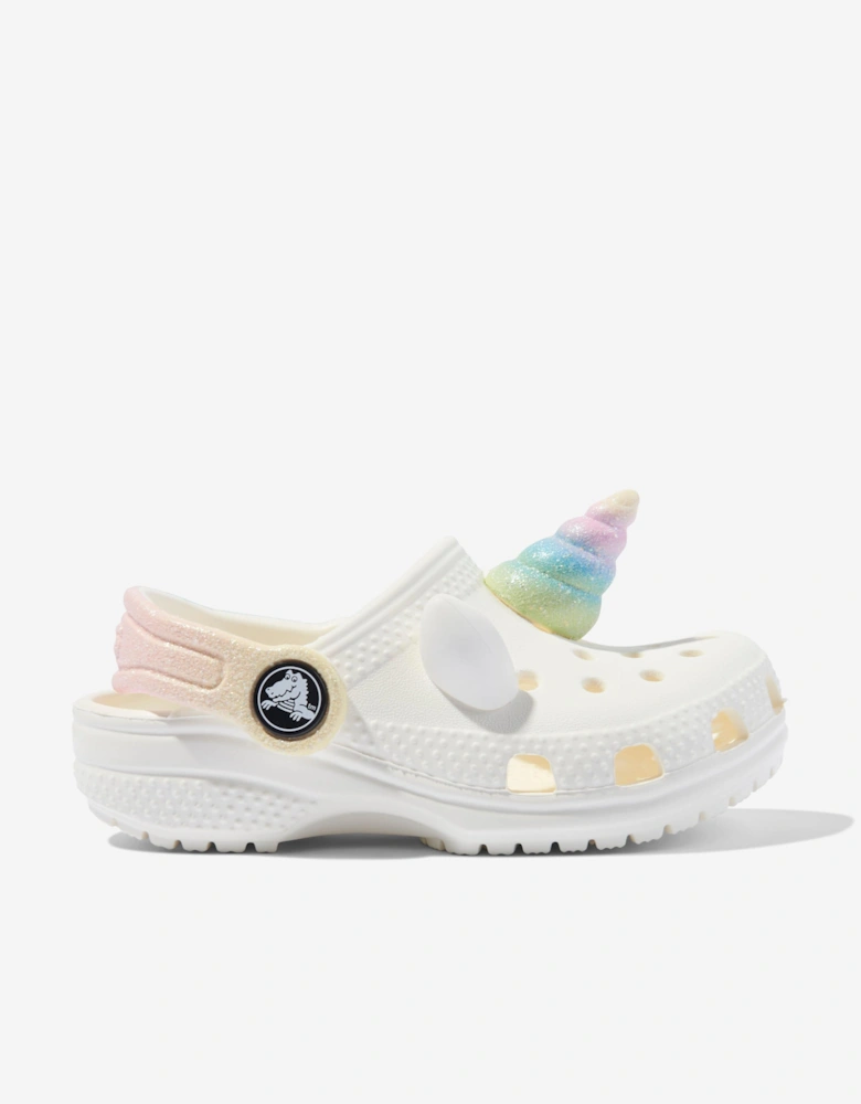Girls Classic I Am Rainbow Unicorn Clog in White