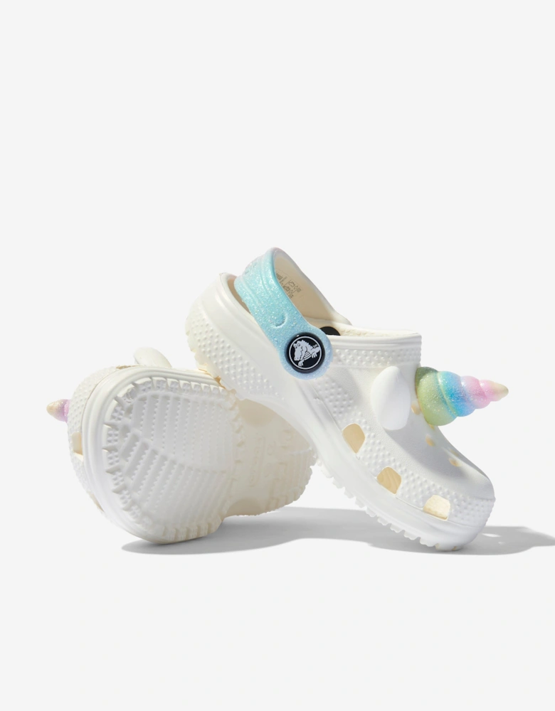 Girls Classic I Am Rainbow Unicorn Clog in White