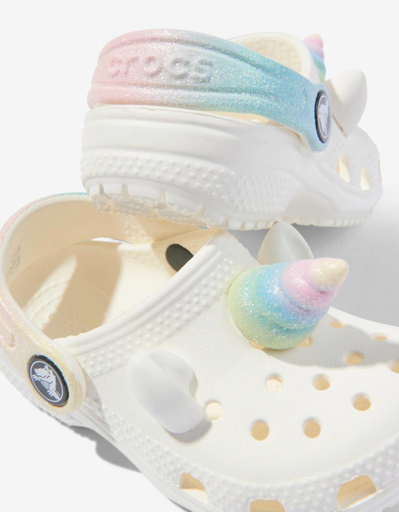 Girls Classic I Am Rainbow Unicorn Clog in White