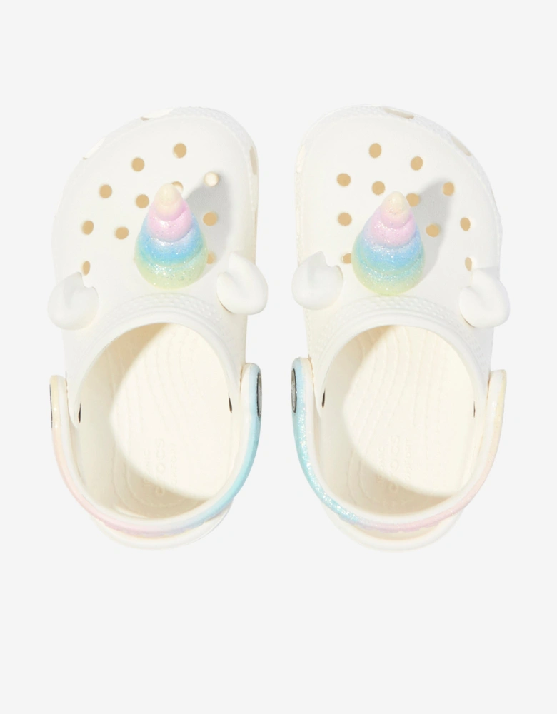 Girls Classic I Am Rainbow Unicorn Clog in White