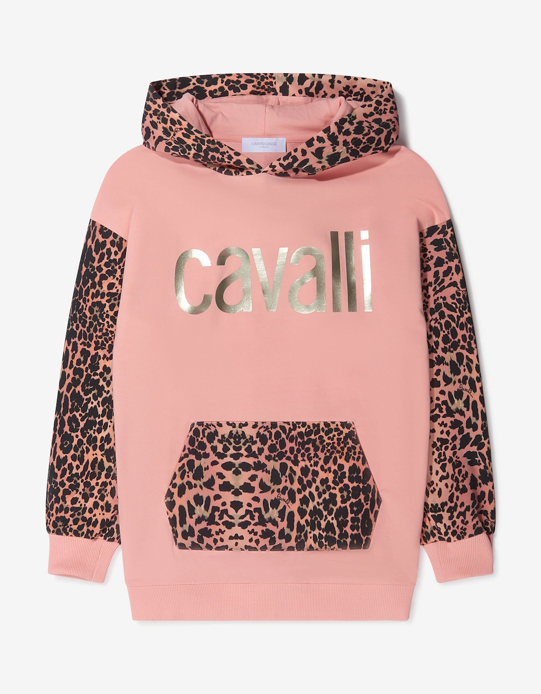Girls Cotton Leopard Print Logo Hoodie, 5 of 4