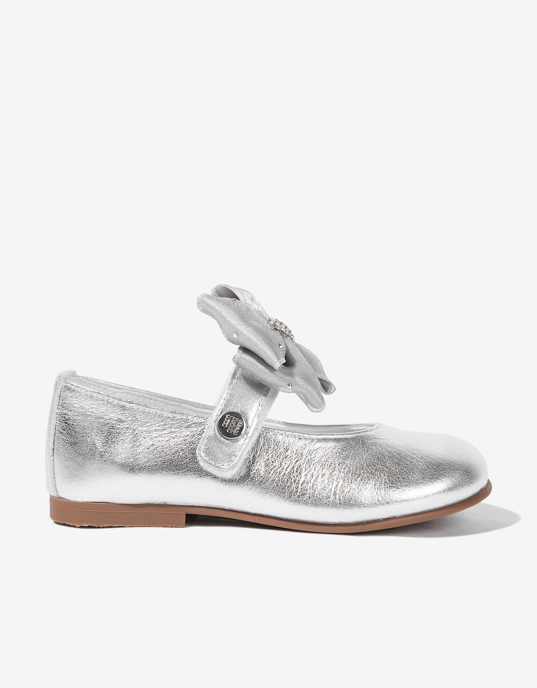 Girls Diamante Bow Shoes in Silver, 5 of 4