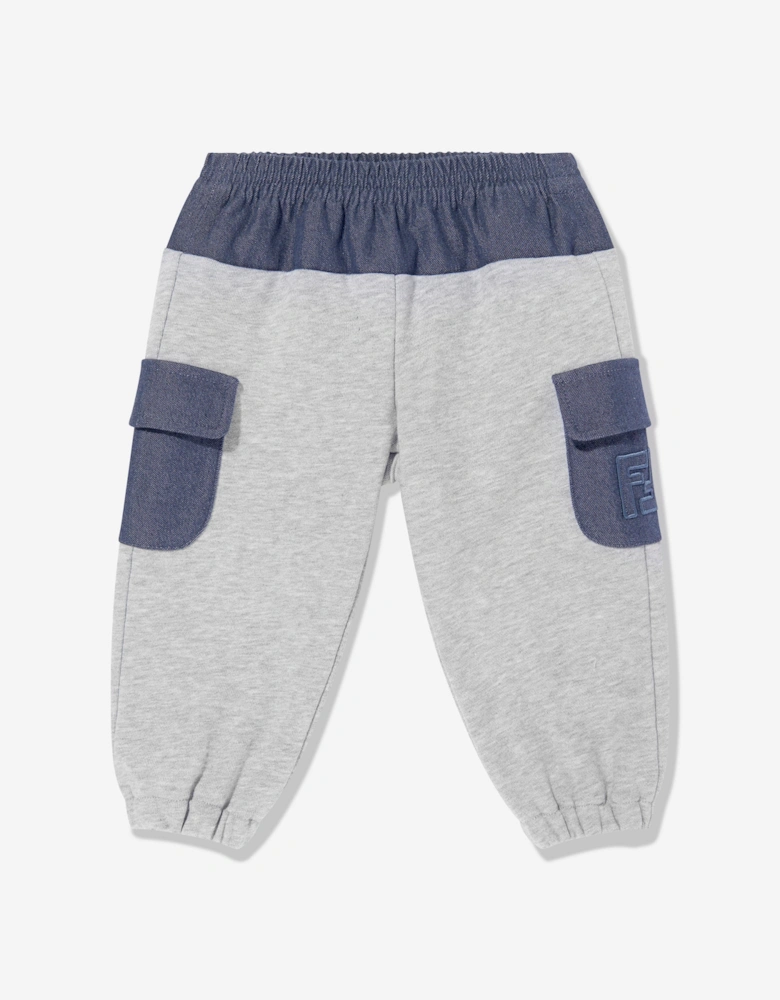 Baby Boys Denim and Jersey Joggers in Grey