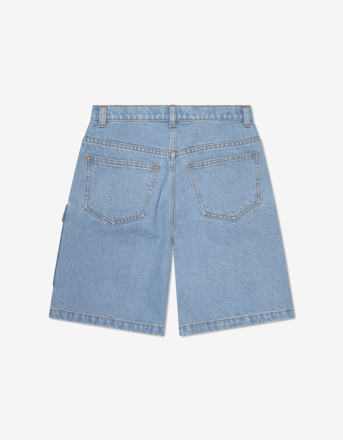Boys Big Pocket Logo Denim Shorts in Blue