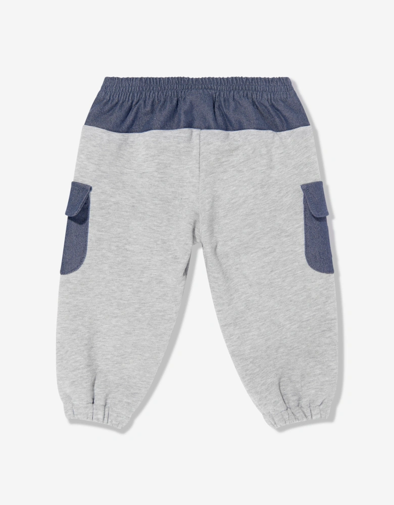 Baby Boys Denim and Jersey Joggers in Grey