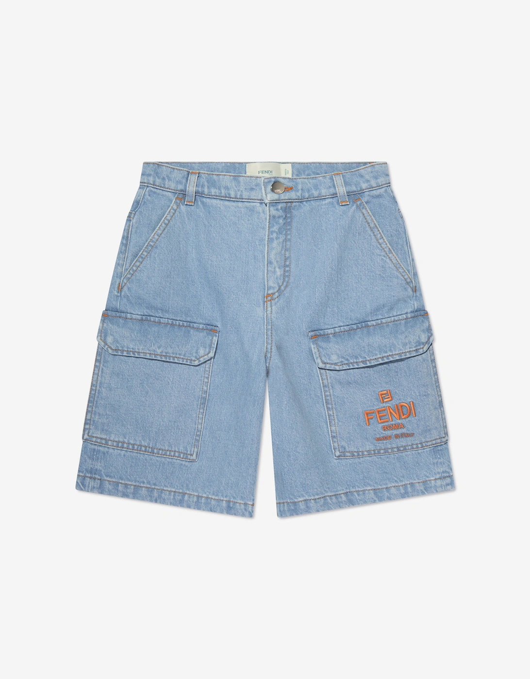 Boys Big Pocket Logo Denim Shorts in Blue, 5 of 4