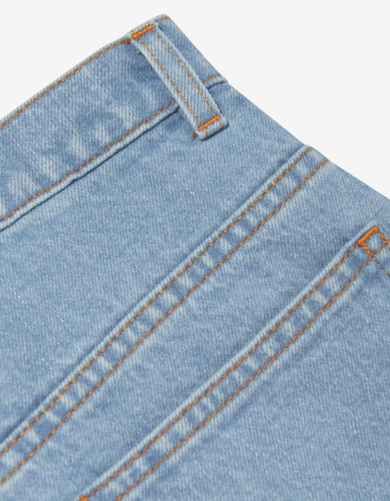 Boys Big Pocket Logo Denim Shorts in Blue