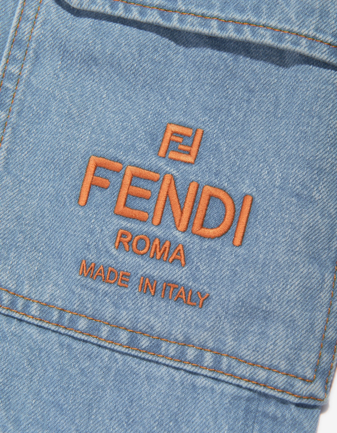 Boys Big Pocket Logo Denim Shorts in Blue