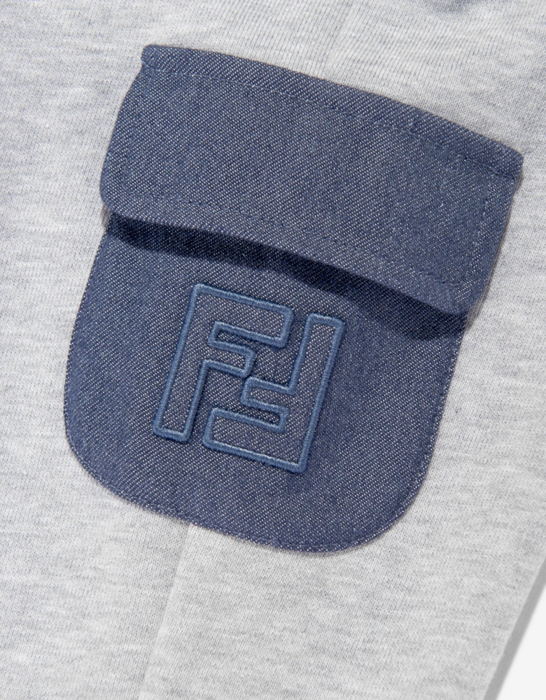 Baby Boys Denim and Jersey Joggers in Grey