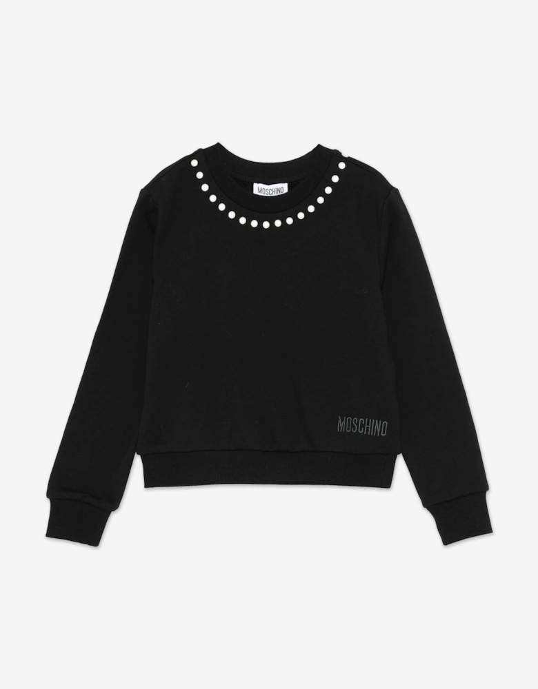 Girls Peace Pearls Sweatshirt in Black