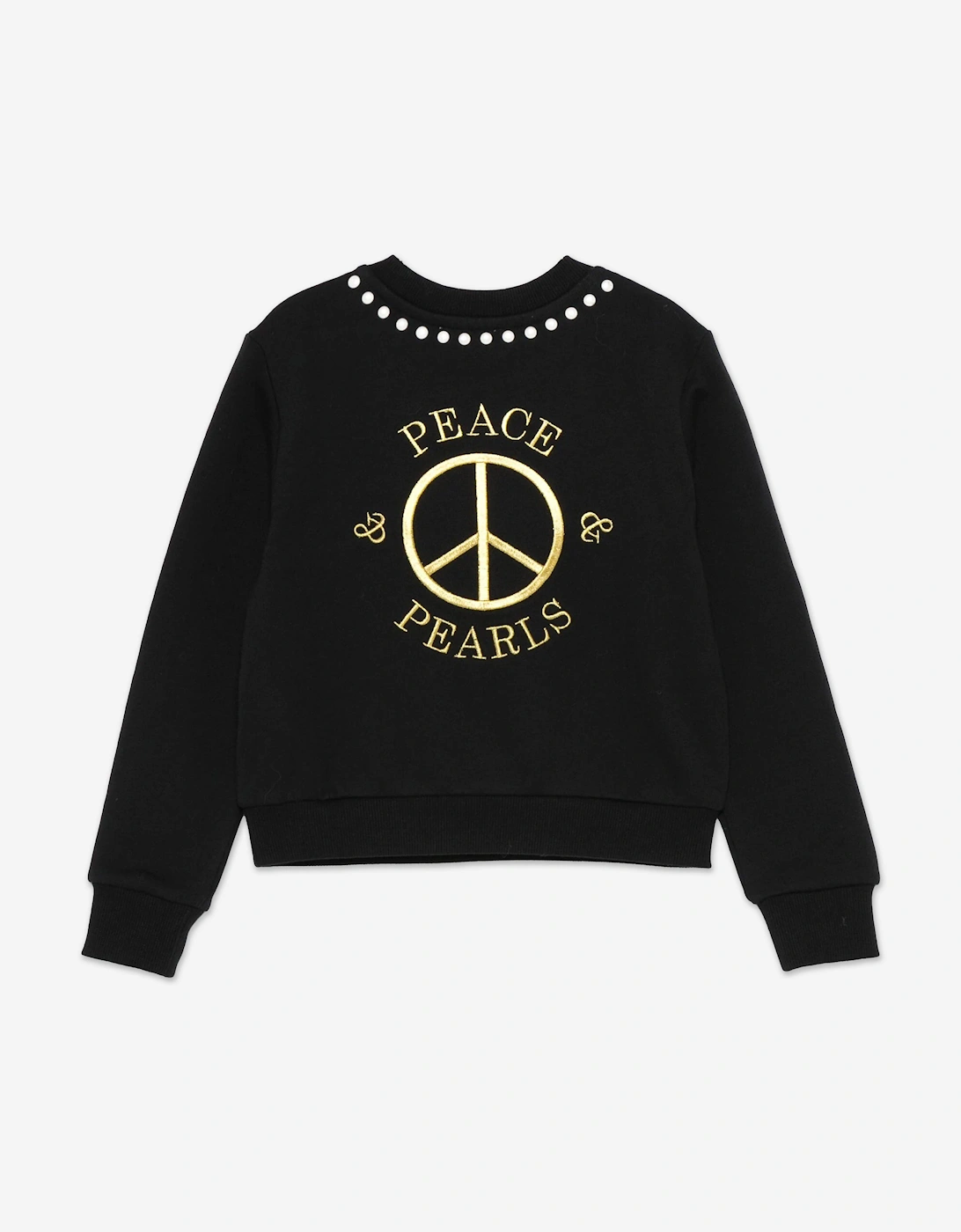 Girls Peace Pearls Sweatshirt in Black