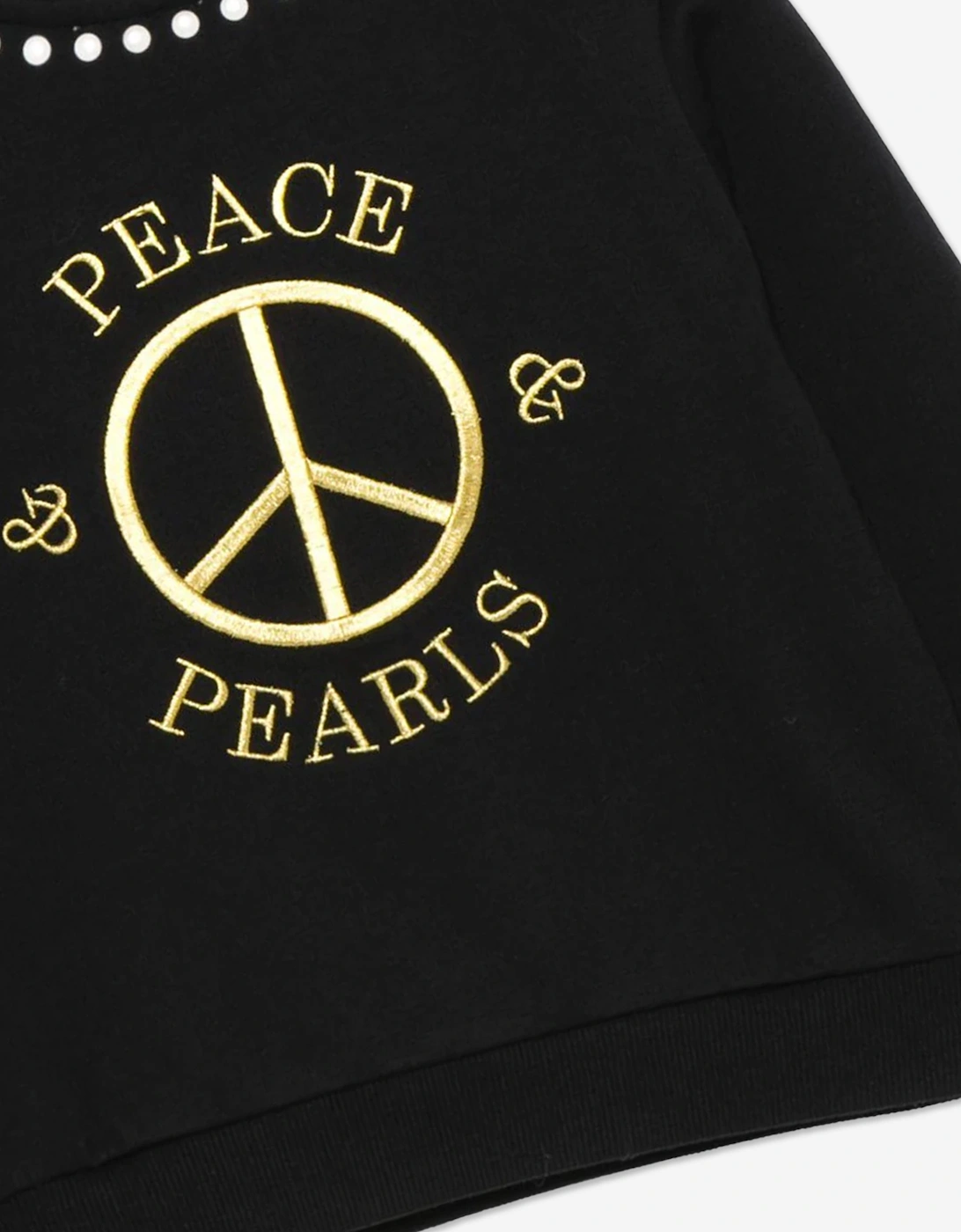 Girls Peace Pearls Sweatshirt in Black