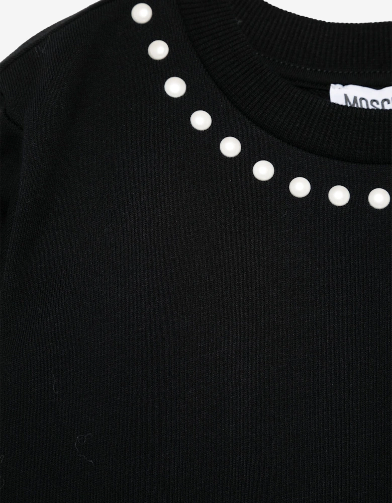 Girls Peace Pearls Sweatshirt in Black