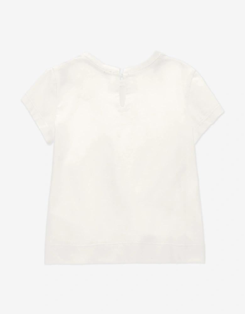 Baby Girls Bow Print T-Shirt in Ivory