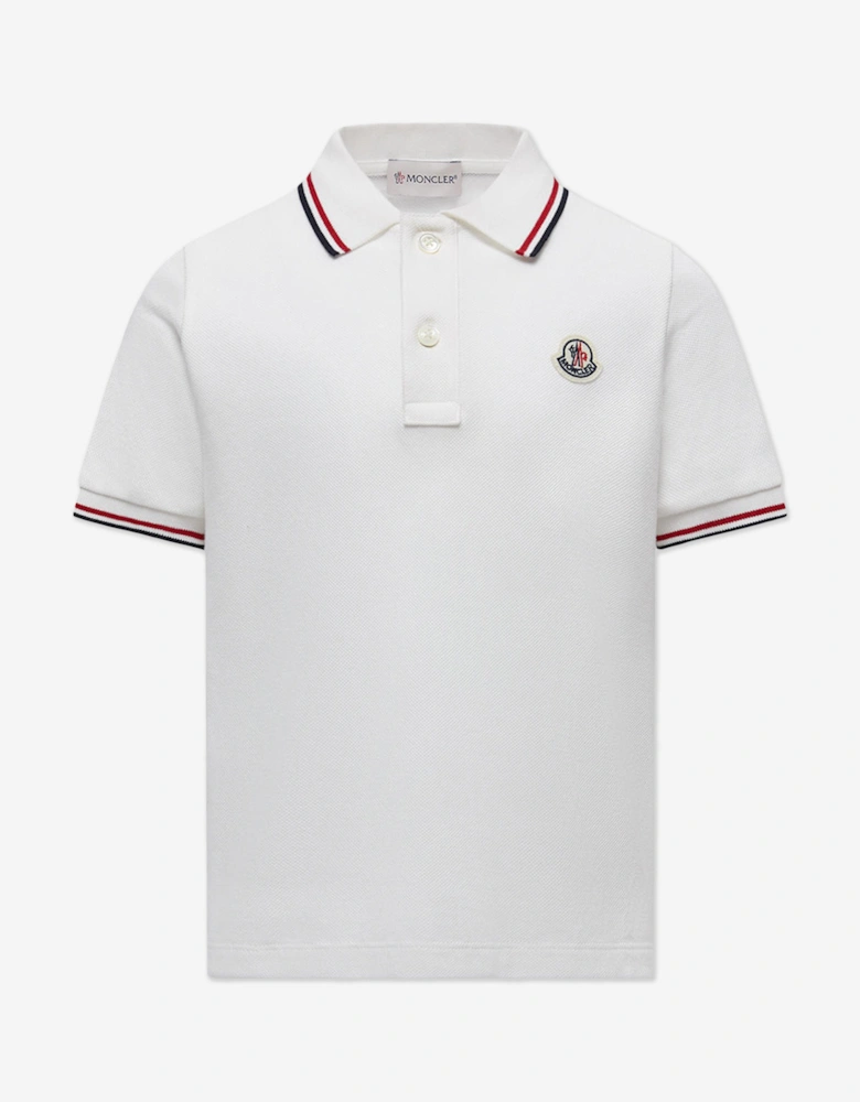 Boys Logo Polo Shirt in Ivory