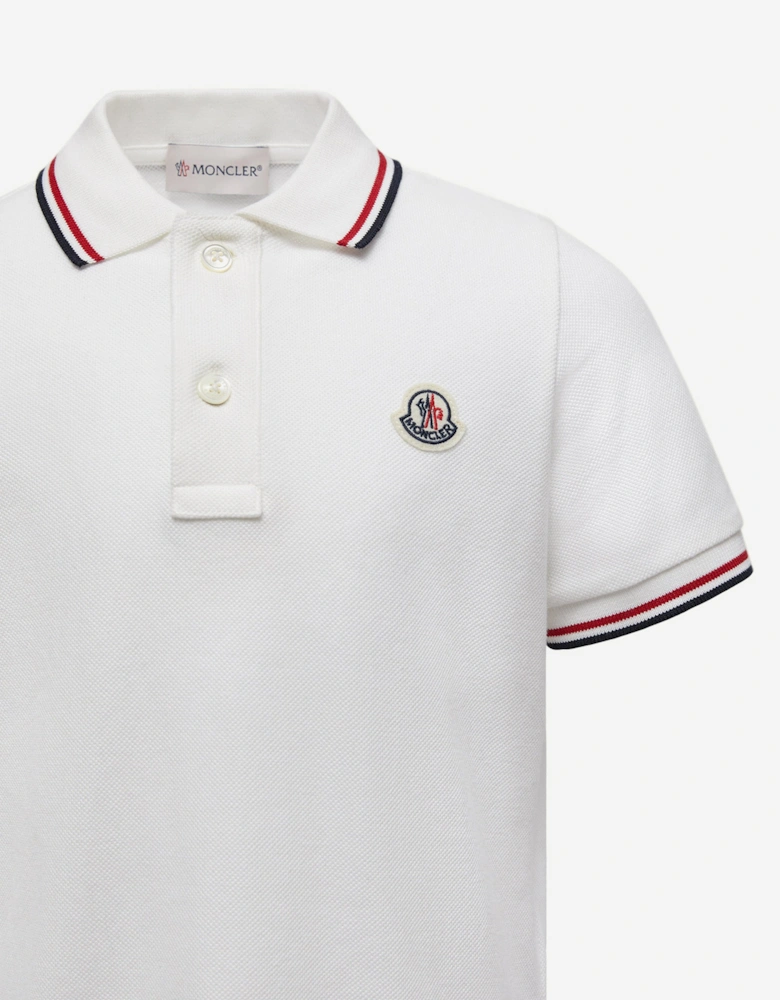 Boys Logo Polo Shirt in Ivory