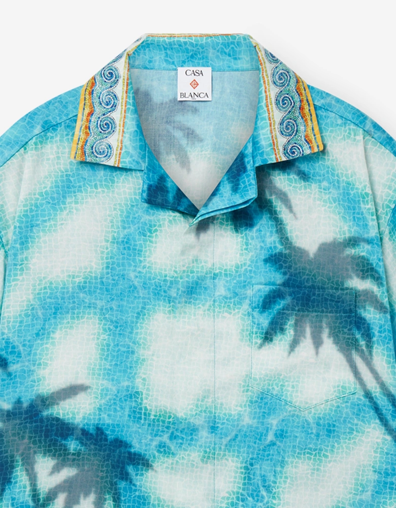 Boys Caustics Emblem Cuban Collar Shirt in Blue