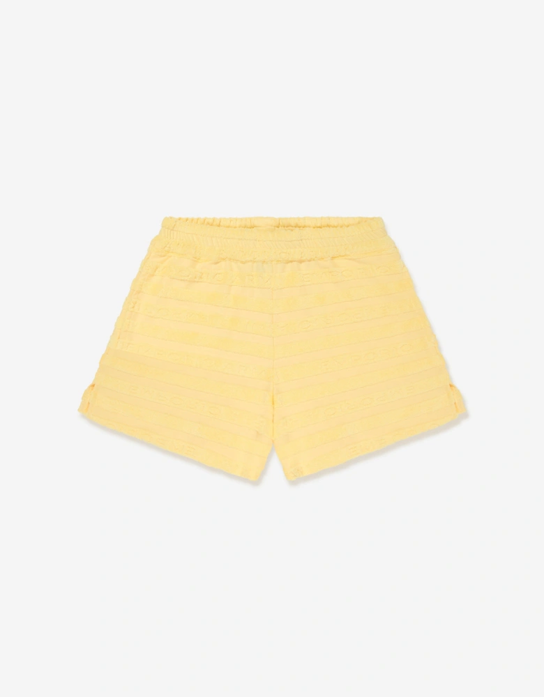 Girls Striped Logo Shorts in Yellow