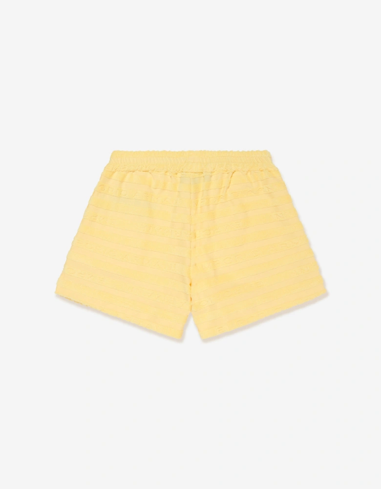 Girls Striped Logo Shorts in Yellow