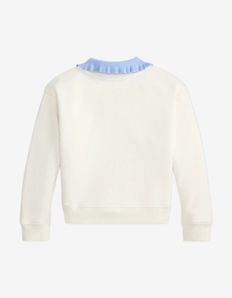 Girls Collared Sweatshirt in Ivory