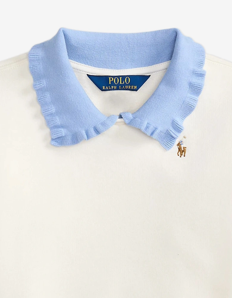 Girls Collared Sweatshirt in Ivory