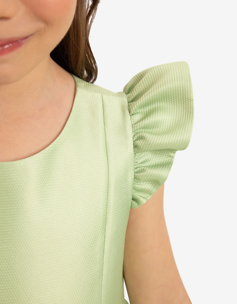 Girls Dress with Matching Floral Bag in Green