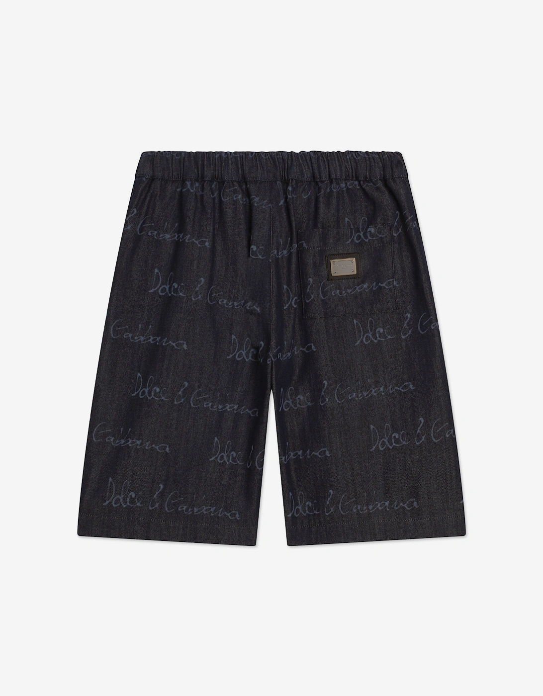 Boys Chambray Logo Bermuda Shorts in Navy