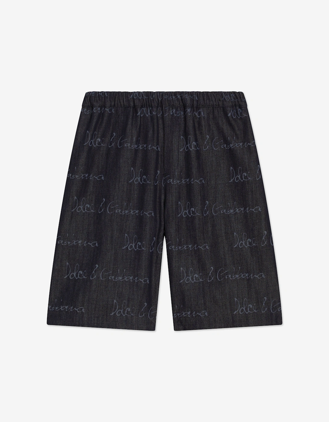 Boys Chambray Logo Bermuda Shorts in Navy, 5 of 4