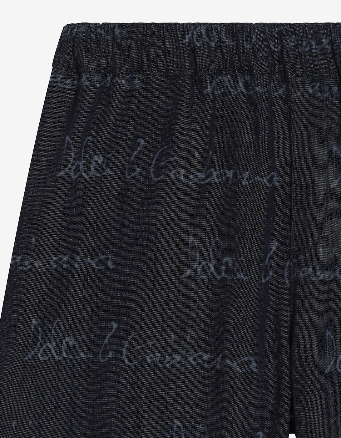 Boys Chambray Logo Bermuda Shorts in Navy