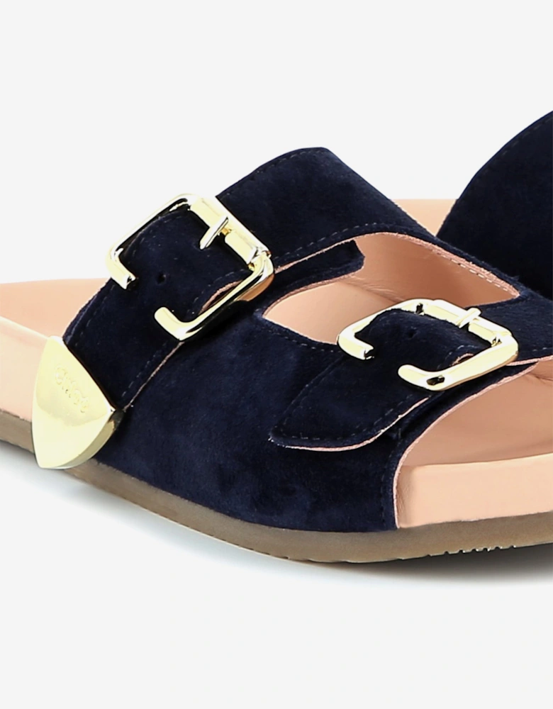 Girls Suede Sandals in Navy