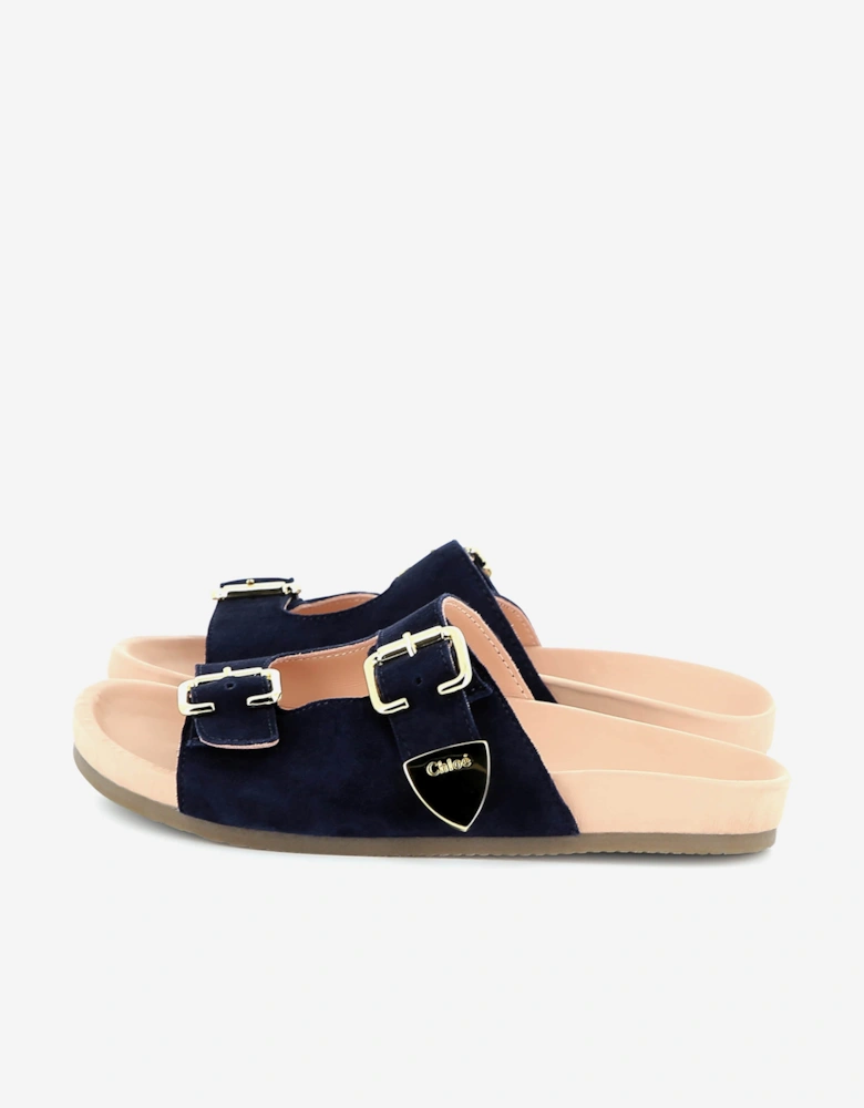 Girls Suede Sandals in Navy