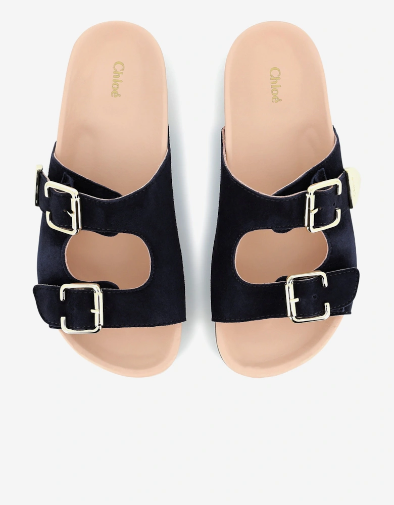 Girls Suede Sandals in Navy