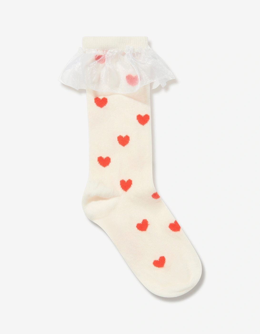 Girls Hearts Frill Socks in White, 5 of 4