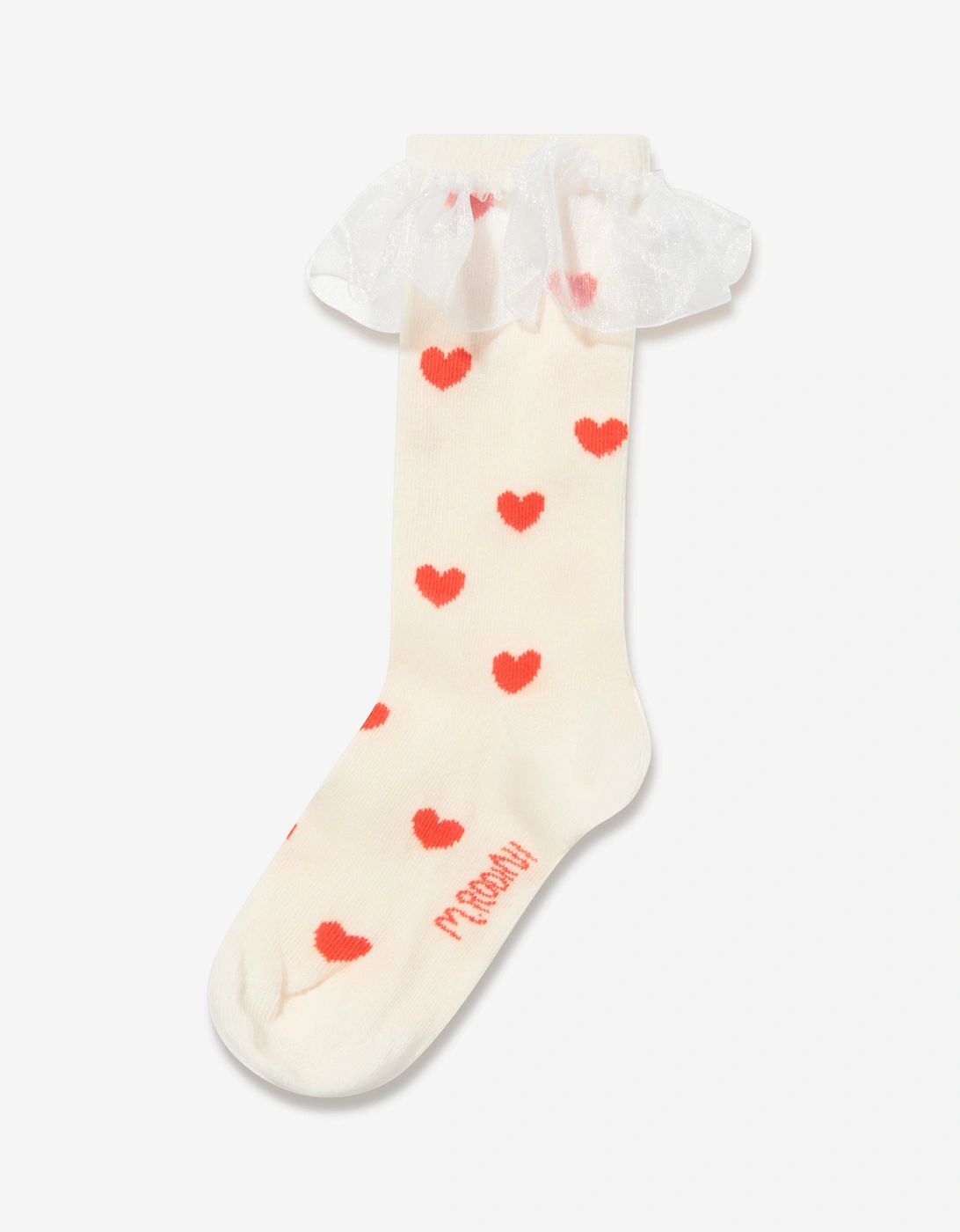 Girls Hearts Frill Socks in White