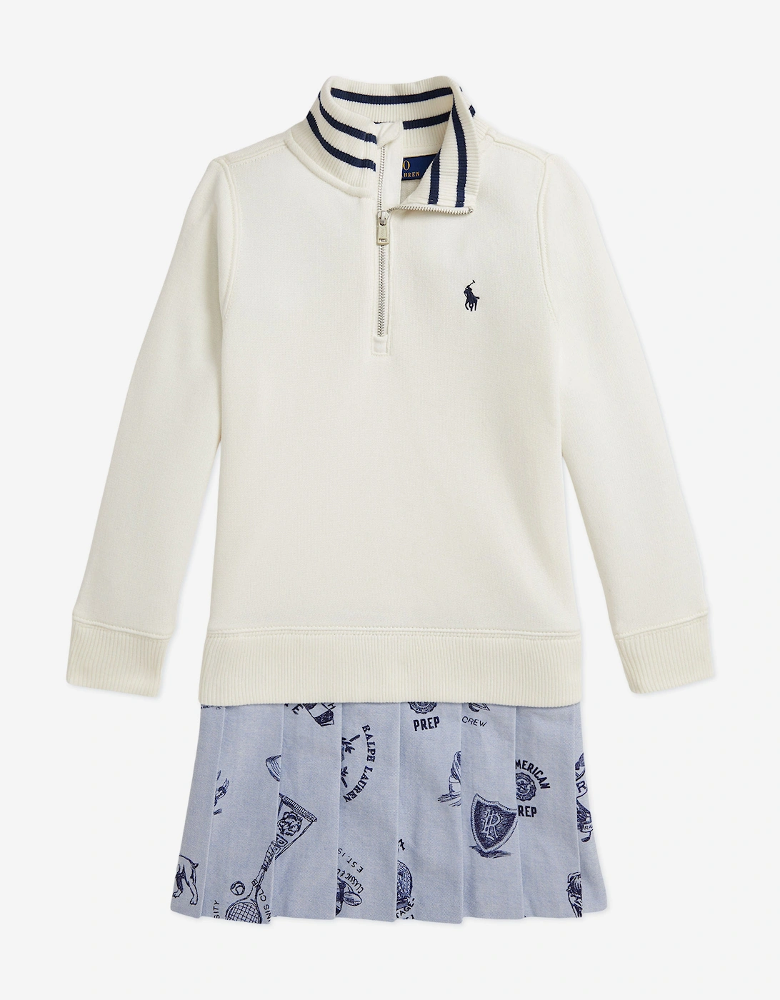 Girls Quarter Zip Sweater Dress in Ivory, 5 of 4