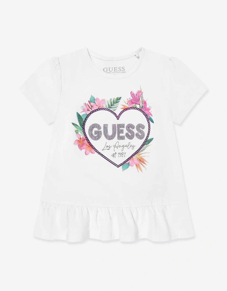 Girls Floral Logo T-Shirt in White