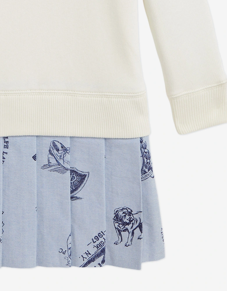 Girls Quarter Zip Sweater Dress in Ivory