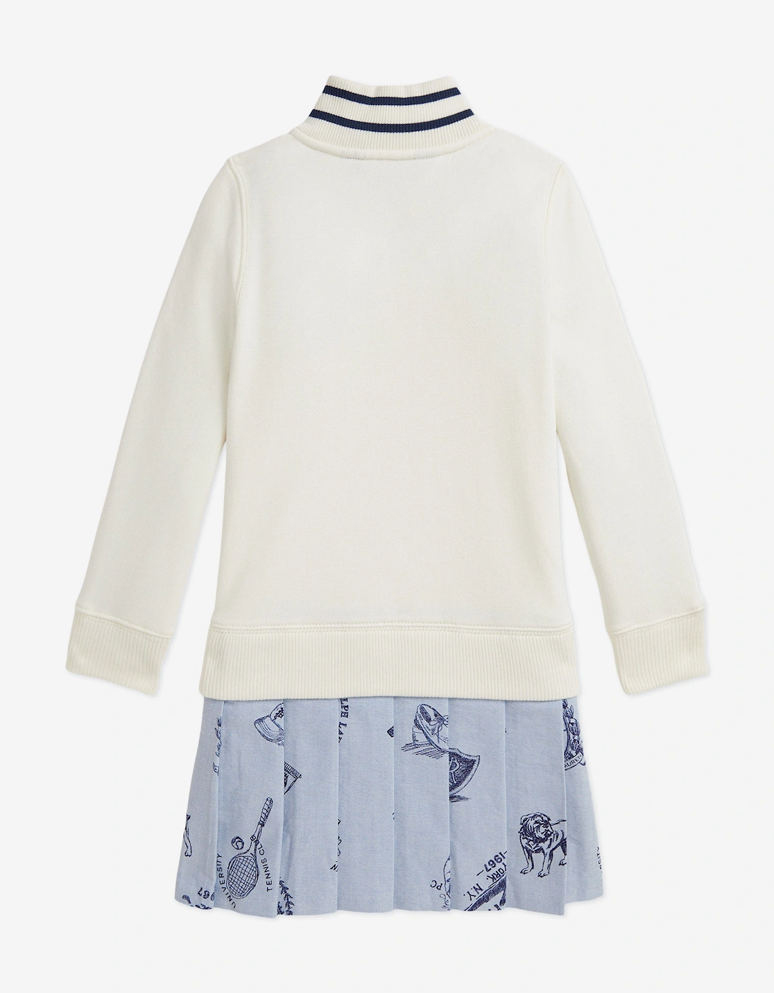 Girls Quarter Zip Sweater Dress in Ivory