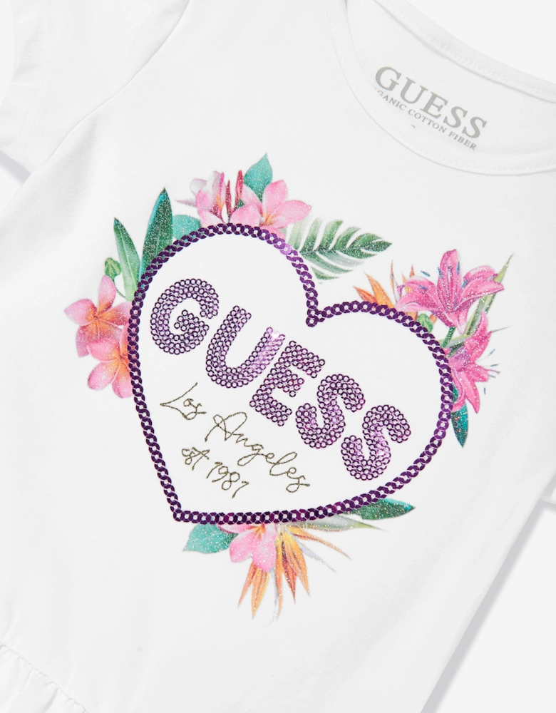 Girls Floral Logo T-Shirt in White