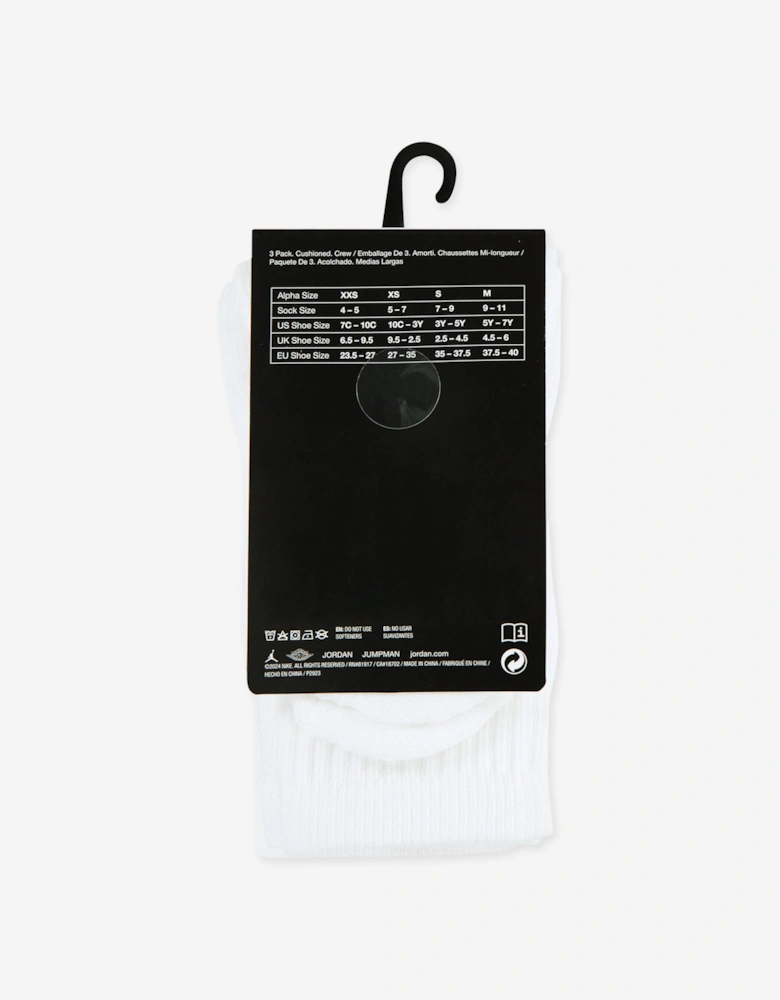 Kids Jumpman Crew Socks Set in White