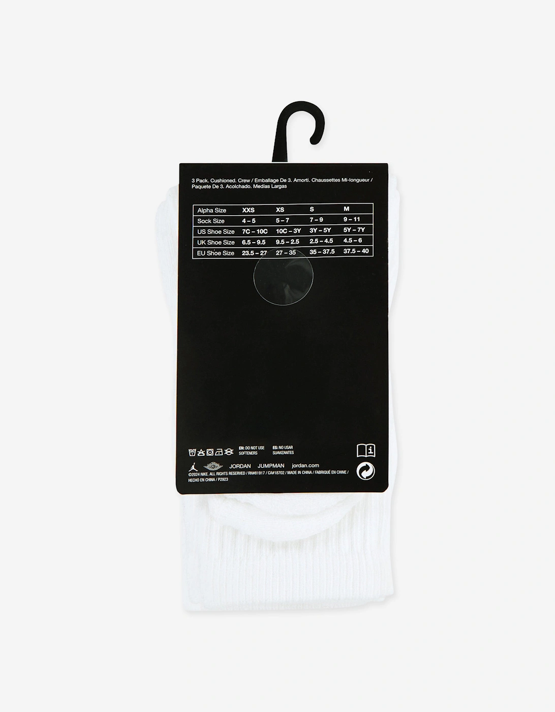 Kids Jumpman Crew Socks Set in White