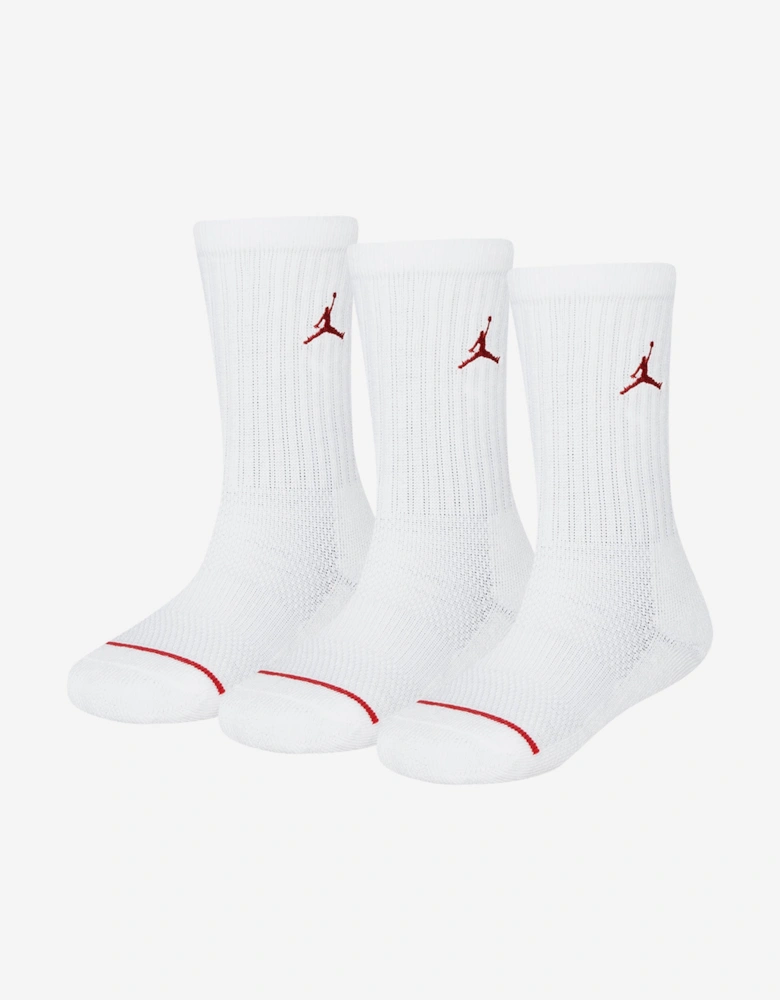 Kids Jumpman Crew Socks Set in White